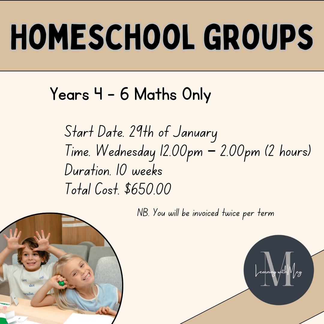 Years 4 - 6 MATHS ONLY HOMESCHOOL GROUPS