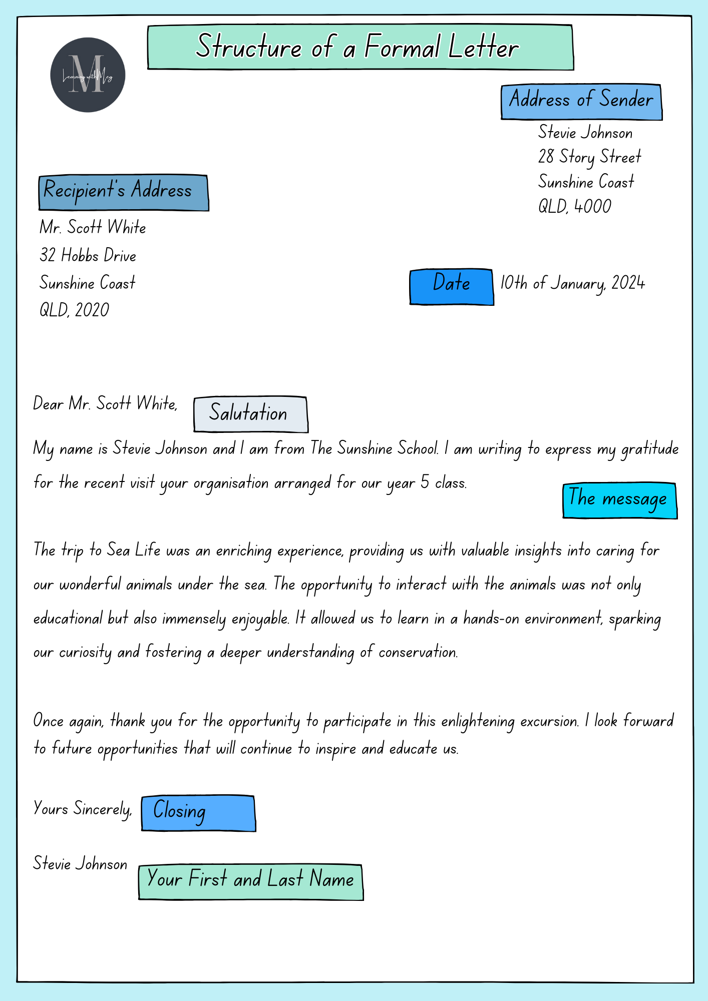 Letter Writing (Formal and Informal) - Years 4 - 6