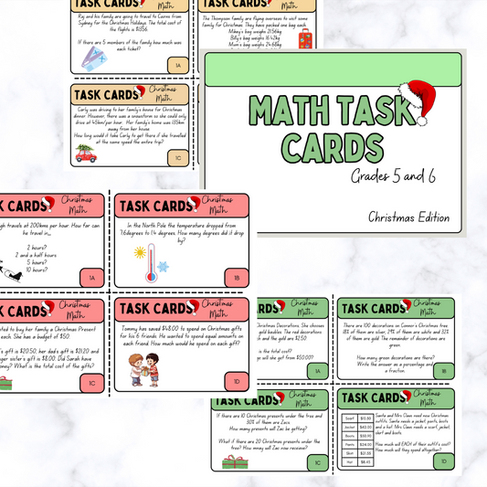 Christmas Maths Task Cards - Grade 5 - 6