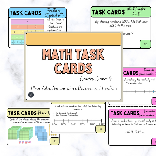 Math Task Cards - Grade 3 - 4