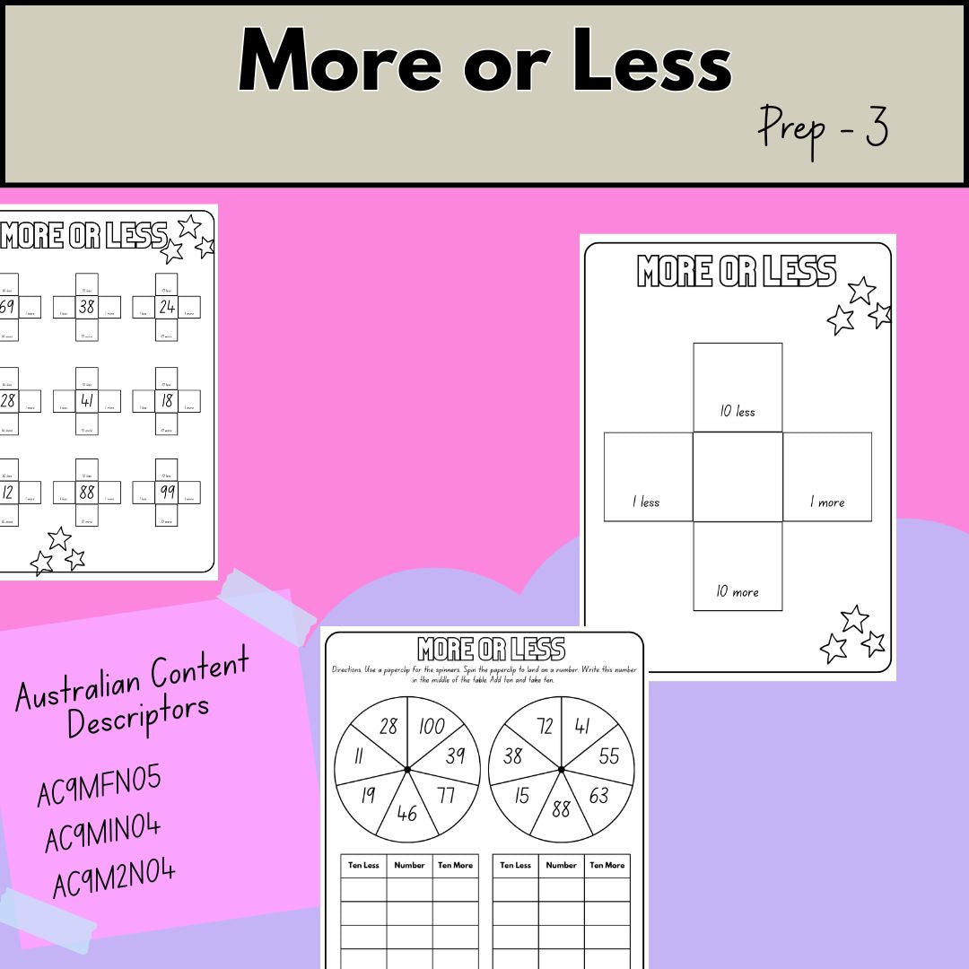 More or Less. Years Prep - 3