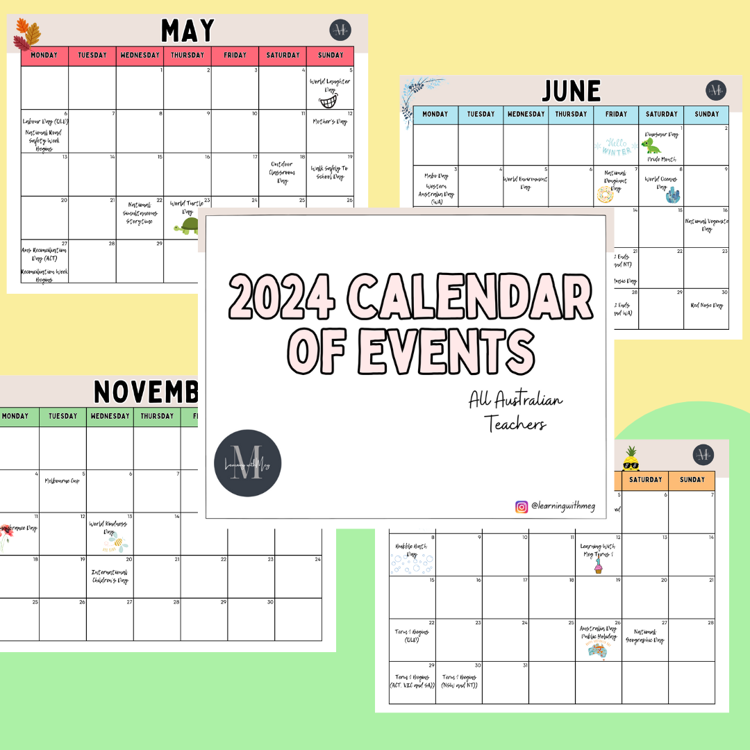 Teacher's 2024 Calendar of Events (Editable)