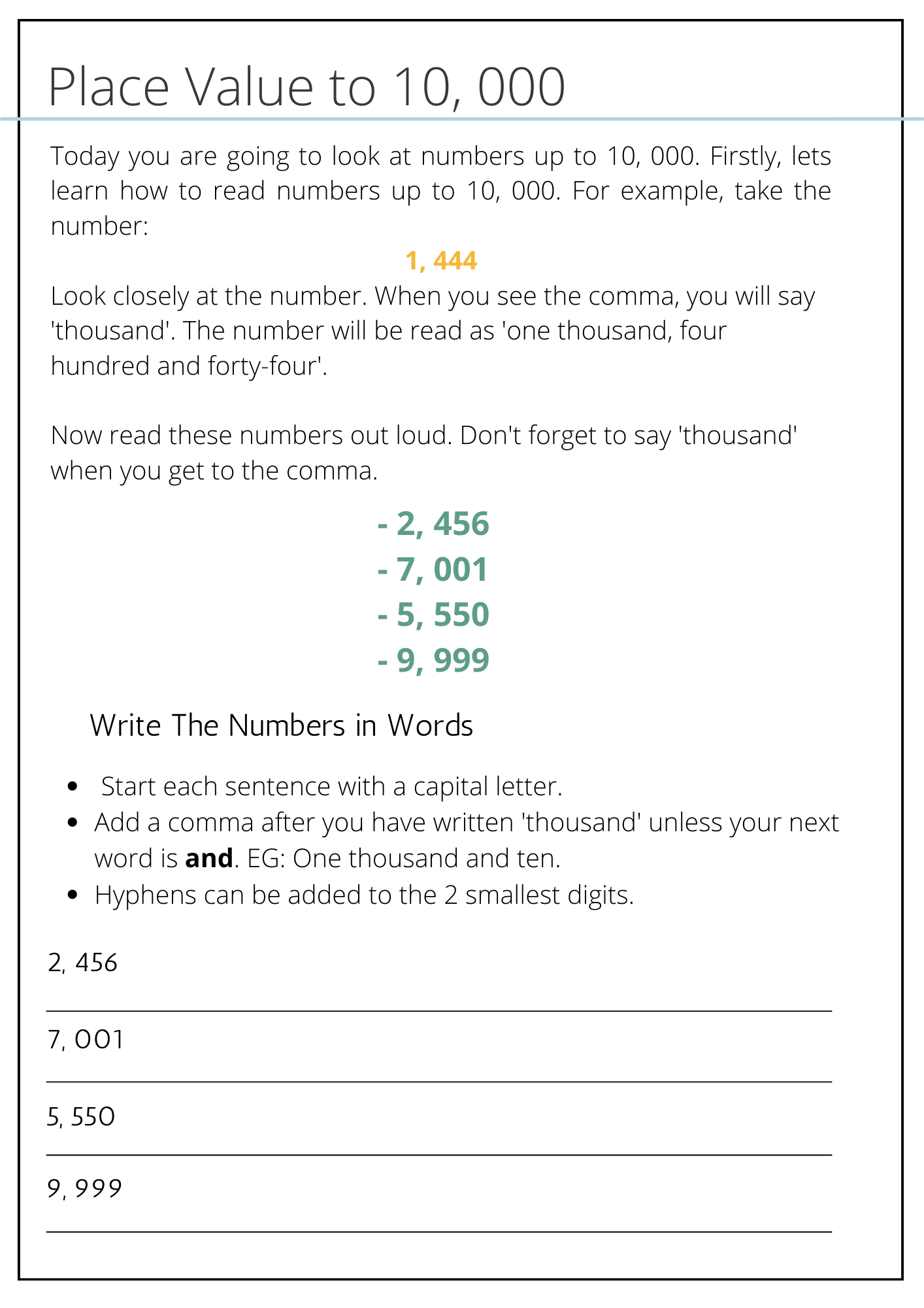 Place Value Resource Pack - Grades 3 - 4