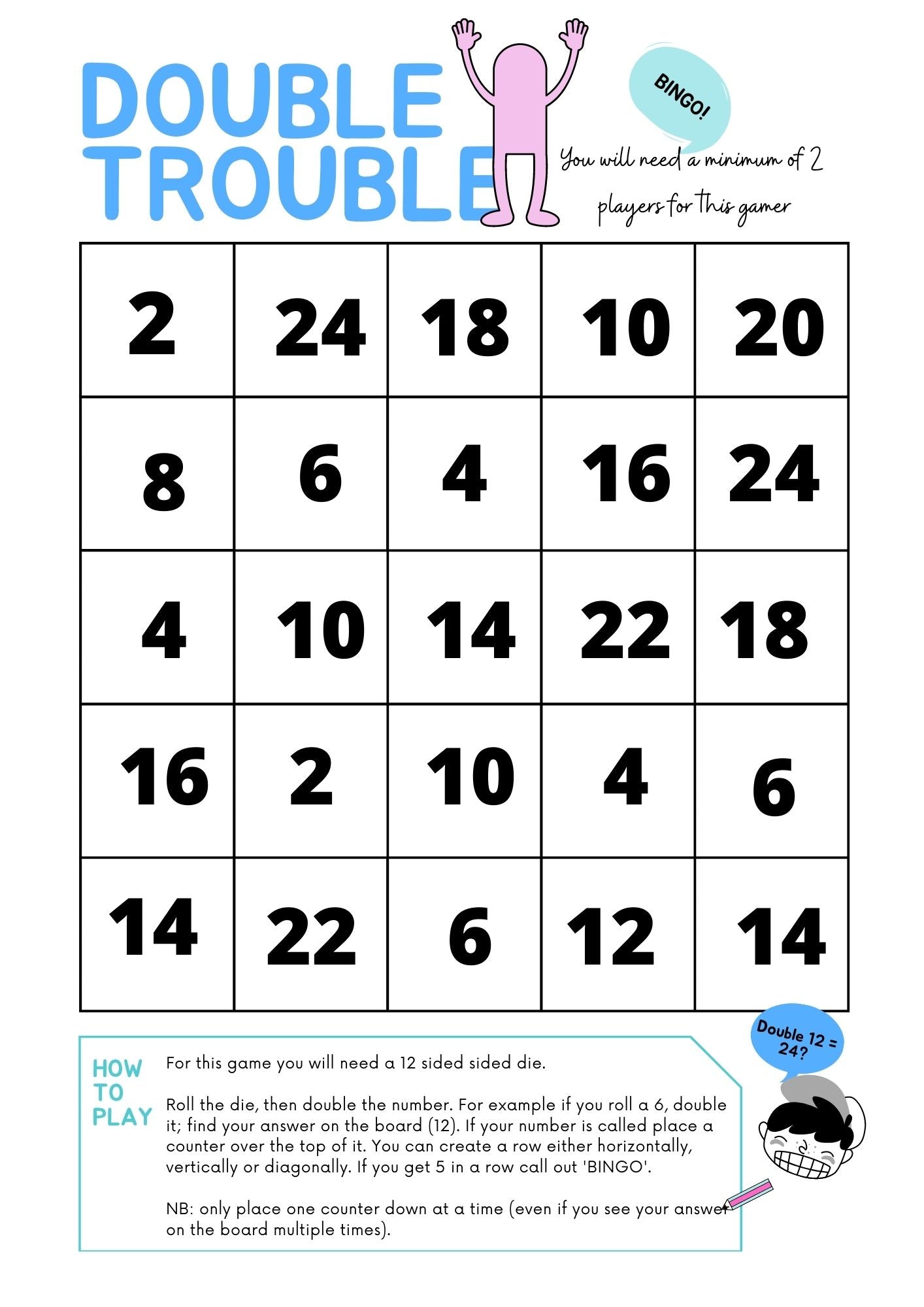 Double Trouble Game. Primary Level