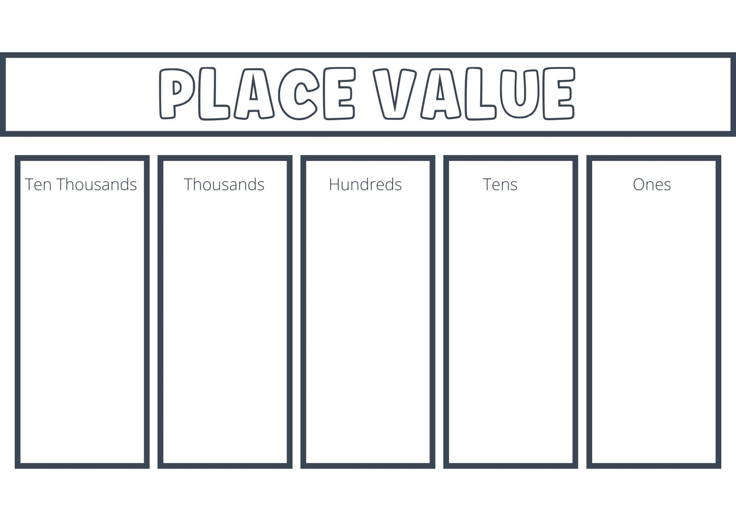 Place Value Charts - Whole Numbers