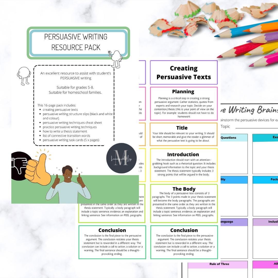 Persuasive Writing Resource Pack: Grades 5 - 8